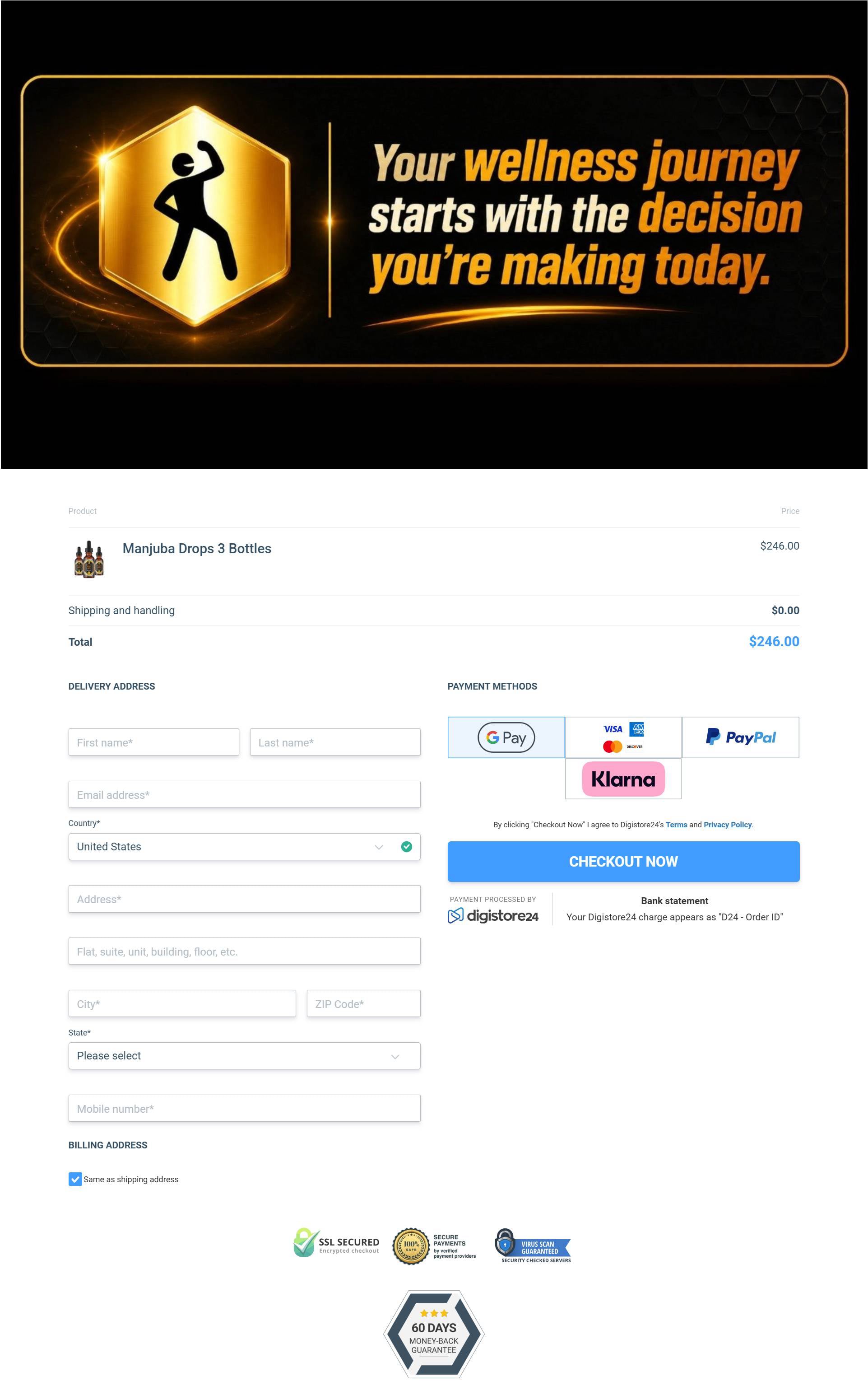 Manjuba Drops Checkout